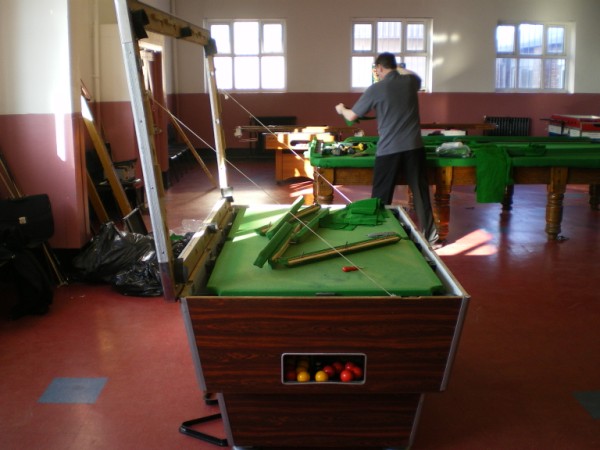 POOL TABLE CUSHIONS REMOVED
