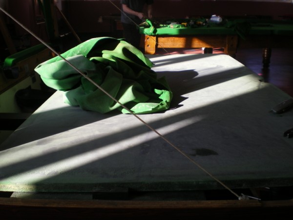 FITTER REMOVED POOL TABLE BED CLOTH
